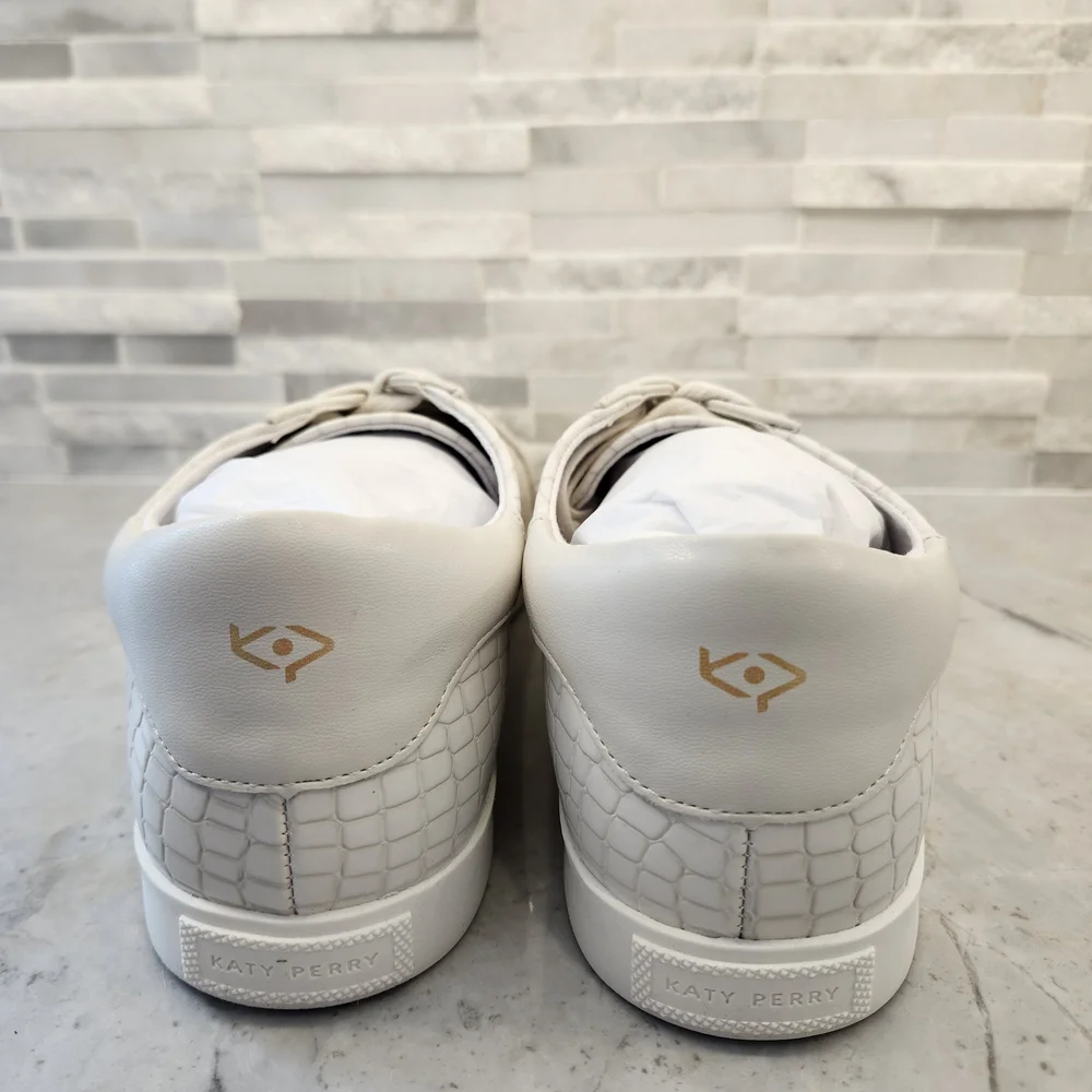 Katy Perry Collections Croc-Embossed White Sneakers - Picture 4 of 6